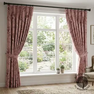 Decoration fabric Linenlook Elegant rose bloom wine
