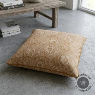 Decoration fabric Linenlook Bloomy art craft yellow