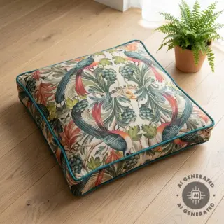Decoration fabric Linenlook Leafy paradise bird digital print