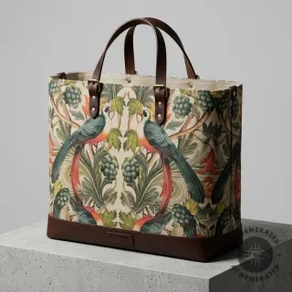 Decoration fabric Linenlook Leafy paradise bird digital print