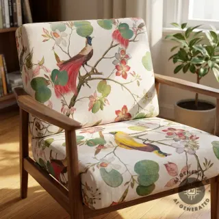 Decoration fabric Linenlook Orchid paradise bird digital print