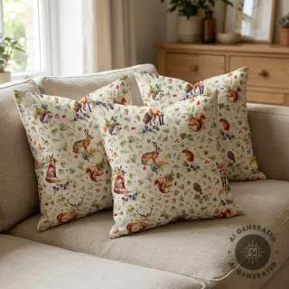 Decoration fabric Linenlook Animal forest dream digital print