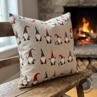 Decoration fabric Linenlook Jolly tomte