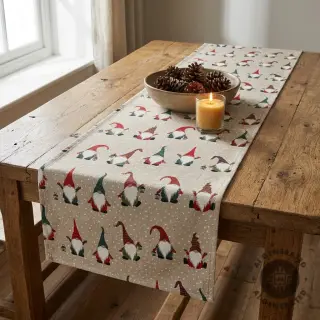 Decoration fabric Linenlook Jolly tomte