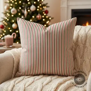 Decoration fabric Linenlook Little Xmas stripe