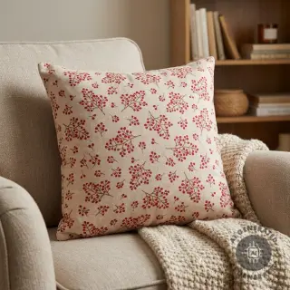 Decoration fabric Linenlook Winter berry bloom
