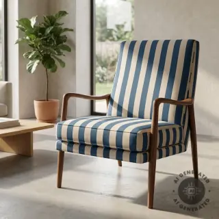 Decoration fabric Linenlook Joyful basic stripe denim