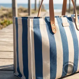 Decoration fabric Linenlook Joyful basic stripe denim