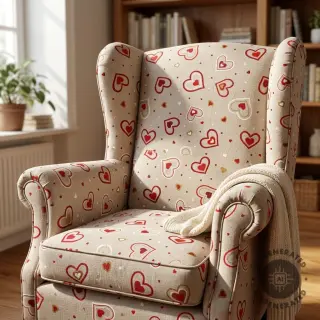 Decoration fabric Linenlook Sweet heart joy