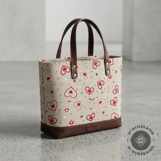 Decoration fabric Linenlook Sweet heart joy