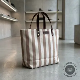 Decoration fabric Linenlook Joyful basic stripe taupe