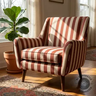 Decoration fabric Linenlook Joyful basic stripe terra