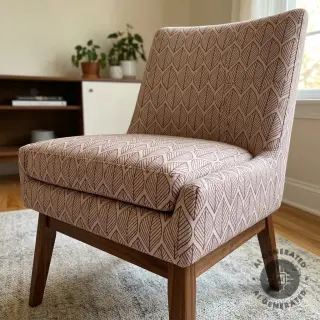 Decoration fabric Linenlook Leaf line minimalist wine