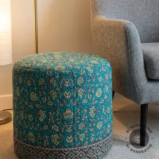 Cosy VELVET QUILT Flowers abstract petrol