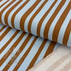 Sweat fabric Stripes by JENNIFER BOURON blue brown ORGANIC
