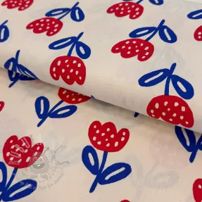 Cotton fabric Big flowers naturals ORGANIC