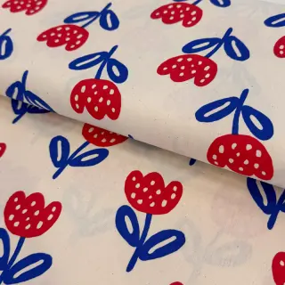 Cotton fabric Big flowers naturals ORGANIC