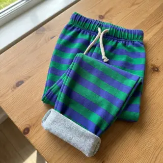 Sweat fabric Stripes by JENNIFER BOURON blue green ORGANIC