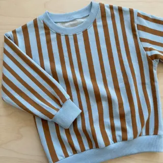 Sweat fabric Stripes by JENNIFER BOURON blue brown ORGANIC
