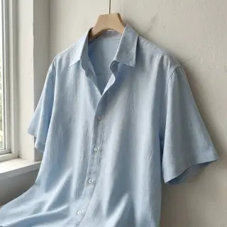 Linen viscose WASHED light blue