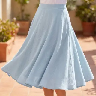 Linen viscose WASHED light blue