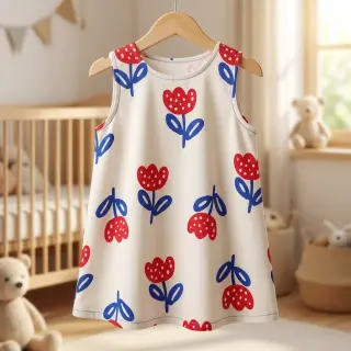 Cotton fabric Big flowers naturals ORGANIC