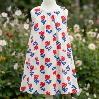 Cotton fabric Big flowers naturals ORGANIC