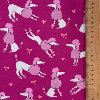 Jersey Glitter poodles fuchsia