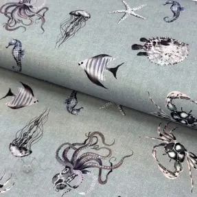 Decoration fabric Underwater animals grey digital print