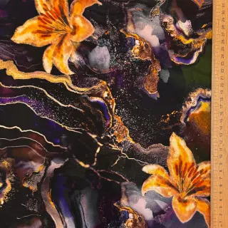 Womens fabrics PUNTA DI ROMA Flowers black digital print
