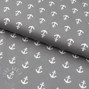 Cotton fabric Anchors grey