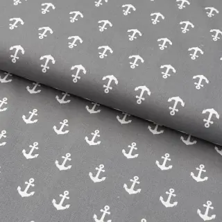 Cotton fabric Anchors grey