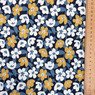 Jersey GLITTER Flowers navy