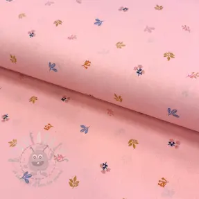 Cotton fabric Giraffe with flowers FIELD rose ORGANIC