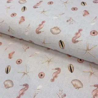 Decoration fabric Shells linen ecru digital print