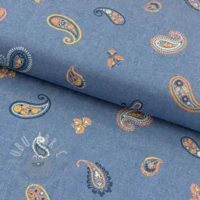 Cotton fabric JEANS Paisley blue shadow