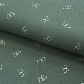 Fine corduroy GLITTER Butterflies sage