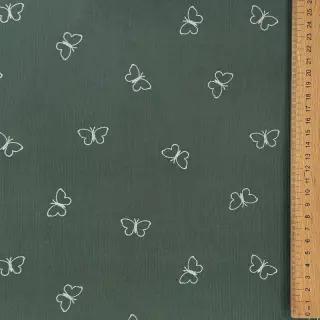 Fine corduroy GLITTER Butterflies sage