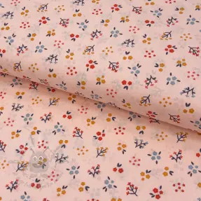 Cotton fabric Small flowers light salmon ORGANIC