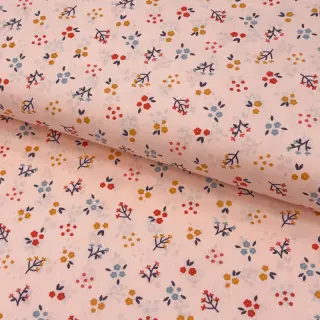 Cotton fabric Small flowers light salmon ORGANIC