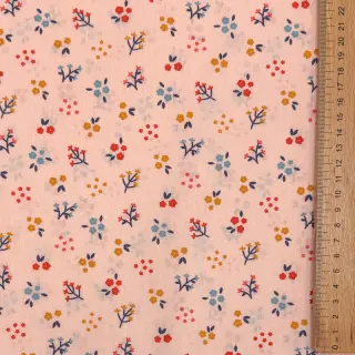Cotton fabric Small flowers light salmon ORGANIC