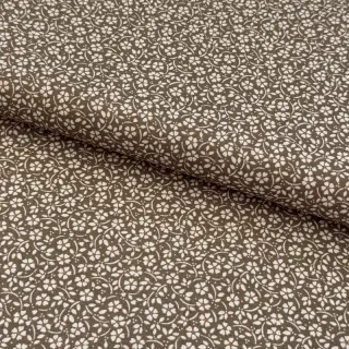 Cotton fabric Flowers and dots moss green