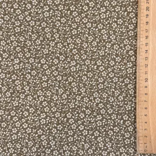 Cotton fabric Flowers and dots moss green