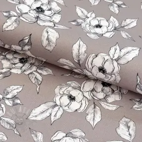 Decoration fabric Flowers taupe digital print