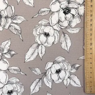 Decoration fabric Flowers taupe digital print