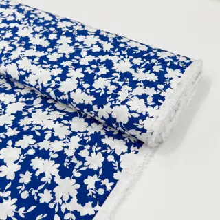 Viscose STRETCH Flowers cobalt