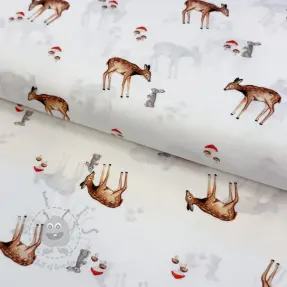 Cotton fabric Doe white digital print