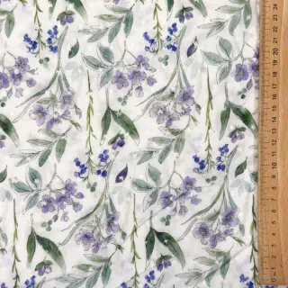 Viscose DOBBY Flowers white digital print