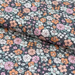 Cotton fabric Flowers navy ORGANIC