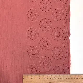 Double gauze/muslin 1-side border blush